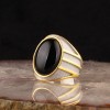 Onyx Stone Rhodium Plated 925 Sterling Silver Men's Ring