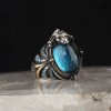 925 Sterling Silver Men's Ring with Blue Topaz Stone