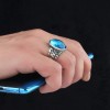 925 Sterling Silver Men's Ring with Blue Topaz Stone